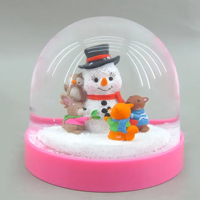 Bonhomme de neige remy et animaux, personnalisable, cadeau de Souvenir avec Base en acrylique, boule de neige