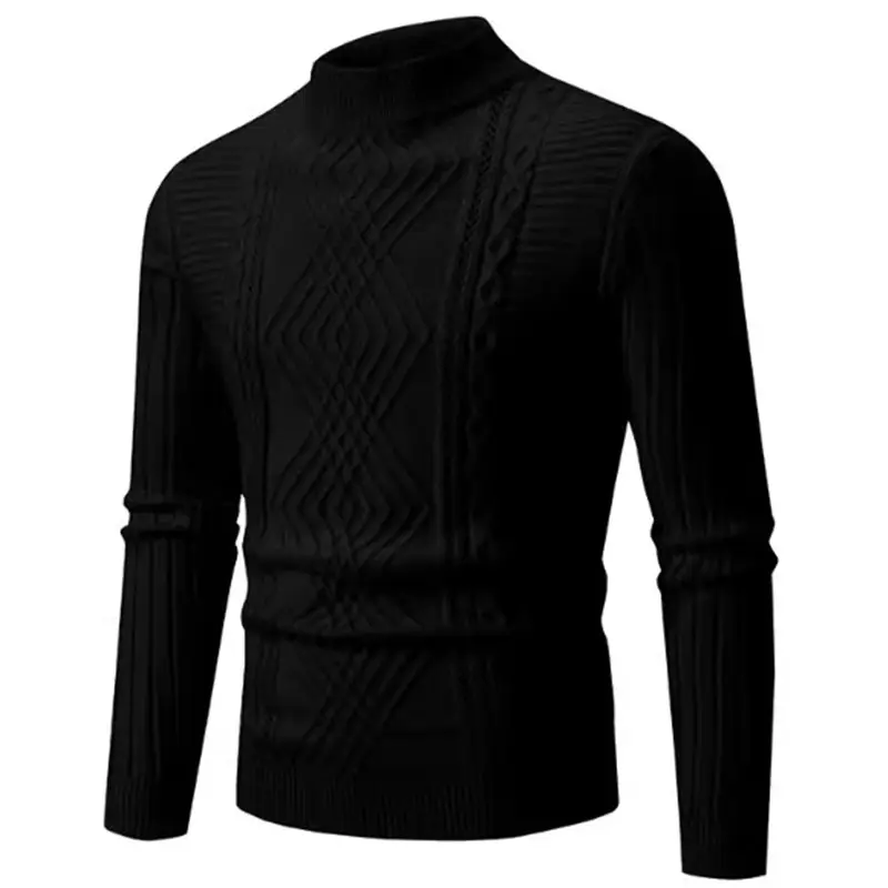 Personnalisé Hommes 100% Acrylique Col Roulé Pull Pull Tricoté Col Montant Tricots Chine Tricot Porter Fabricant