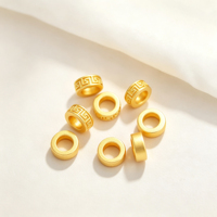 Manik-manik Spacer Recurve Emas, Manik-manik Rondelle Datar Lubang Besar, 2 Ukuran, Aksesori Pembuatan Perhiasan Kalung Gelang DIY