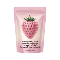 Sachet refermable personnalisé rose dégradé sans sucre pour bonbons à la fraise, 300g, idéal pour l'emballage de friandises saines