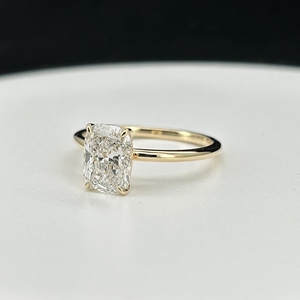 HQ Gems IGI CVD Diamante <span class=keywords><strong>18K</strong></span> Ouro Amarelo D VS1 2 Carat Lab Diamante Almofada Anel De Noivado - Product Image 3