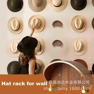 Cross-border <b>wooden</b> wall-mounted hat rack, cowboy hat rack, wardrobe, entryway <b>coat</b> and hat rack, wall-mounted top hat and sun - Product Image 2