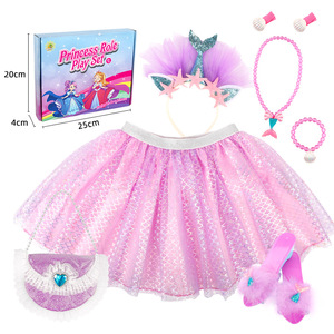 Pink Little Fairy Princess <strong>Dress</strong> <strong>up</strong> Kits <strong>Unicorn</strong> Mermaid Princess Role Play Costume Crown Jewelry Set Best Birthday Gift Set - Product Image 2