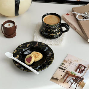 Magnifique ensemble de tasses et d'assiettes en céramique pour le jardin, tasse à café haut de gamme et exquise, mug pour la maison - Product Image 5