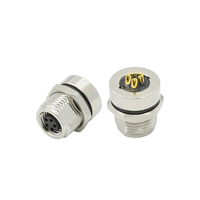 Conector de pared hembra y macho para montaje en panel, Conector de metal m8 de 3, 4, 5, 6 y 8 pines a prueba de agua