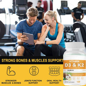 Cápsulas de Vitamina D3 y K2 Halal OEM, Suplemento Vegano para la Salud Inmunológica y Ósea, 100000 UI, 50000 UI, Cápsulas de Vitamina D3 K2 - Product Image 3