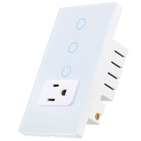 JRUMP US interrupteur intelligent et prise intelligente combinaison interrupteur mural prise en charge Alexa WIFI maison intelligente panneau en verre trempé de luxe