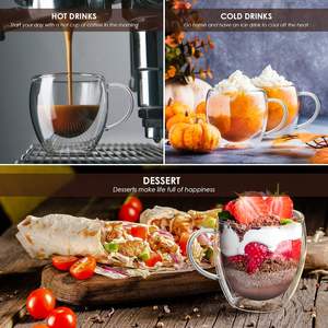 Vaso de Vidrio Borosilicato de Doble Pared Transparente de 250 ml con Asa, Aislado, Resistente al Calor, Apto para Lavavajillas, Libre de BPA, Diseño Moderno para <span class=keywords><strong>Latte</strong></span> - Product Image 5