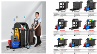 Chariot de nettoyage multifonctionnel en plastique, chariot de ménage pour hôtel, aéroport, clinique