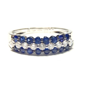 Vente en gros de bagues de mariage en or blanc massif 18 carats avec diamants et saphirs véritables pour femmes - Product Image 1