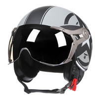 Casque de moto électrique BLD ABS - Demi-casque léger au design rétro pour hommes et femmes, toutes saisons