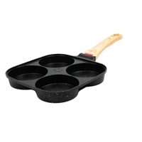 Poêle à oeufs en aluminium antiadhésif 4 tasses poêle à crêpes frites poêle à frire facile à nettoyer adaptée à la cuisinière à gaz et à la cuisinière à induction