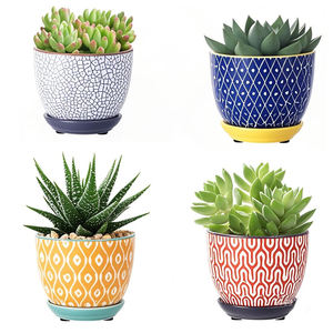 Pot de <span class=keywords><strong>fleur</strong></span> rond en céramique dessiné à la main nordique plateau de jardinière succulente en porcelaine émaillée de couleur personnalisable <span class=keywords><strong>pour</strong></span> une utilisation dans le jardin - Product Image 3