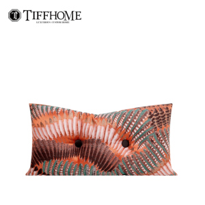 Funda de Almohada Decorativa TiffHome con Diseño Naranja, Cojín para Sofá con Botón Della, Apto para Dormitorio, Villa y Playa - Product Image 2