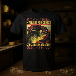 Mi búsqueda del queso termina en una tragedia, camiseta japonesa con estampado de ratón, unisex, para adultos, manga corta, cuello redondo, serigrafiada - Product Image 3