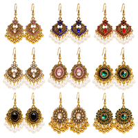 Vintage Indische Jhumka Ohrringe Set Bollywood Traditionelle Brautperlen Quasten Hängeohrringe Zigeuner Ethnischer Schmuck für Frauen