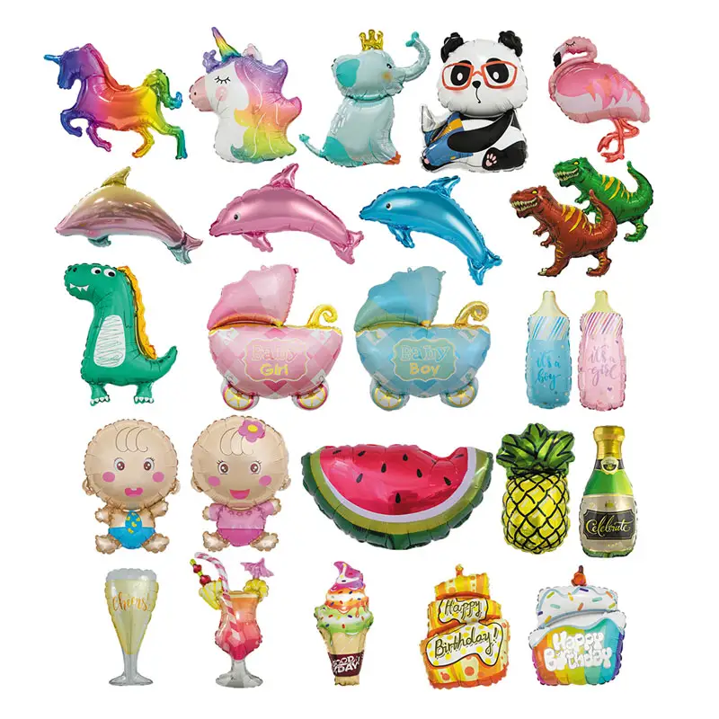 Оптовая продажа, Детские воздушные шары с фламинго, фольгированные шары, украшение на день рождения