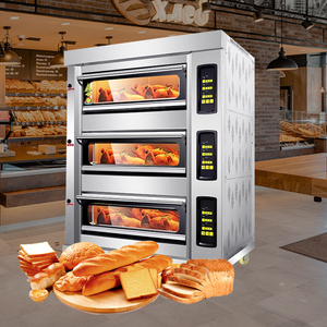 Equipo de Panadería Comercial <span class=keywords><strong>Horno</strong></span> Eléctrico o a Gas de 3 Niveles y 6 Bandejas para Pan, Pizza o Pasteles con Pantalla de Temperatura Digital - Product Image 1