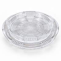Plateau à collation polyvalent en verre transparent, assiette à dessert géométrique pressée pour la restauration hôtelière, les cafés et la table quotidienne.