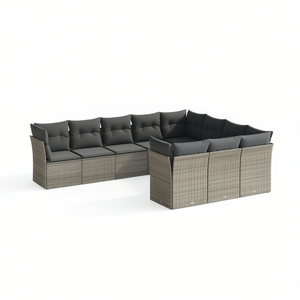 Conjunto de Sofás de Jardín de Ratán Moderno, 6 Plazas, Resistente a la Intemperie, Diseño Contemporáneo, Muebles Grises - Product Image 1