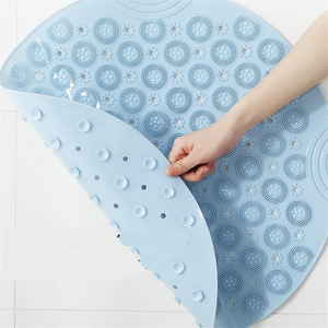 Tapis de bain antidérapant circulaire pour salle de bain, tapis de douche en TPE avec ventouses, trous de drainage massants, tapis de sol pour toilettes et baignoire domestiques - Product Image 2