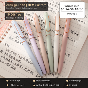 Stylos gel Morandi personnalisables 0,5 mm à forte valeur chromatique, imprimables avec logo, pour bureau et papeterie professionnelle, en plastique - Product Image 2