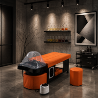 Unité de lavage de tête pour spa capillaire, avec lit de massage thaïlandais 2 en 1, fonction vapeur et cascade, chauffe-eau et tabouret assorti