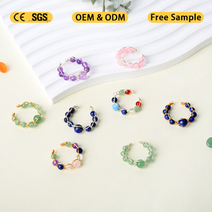 Anneaux de mode en cristal faits à la main, nouveau design, pierres naturelles de guérison, petites perles, taille réglable, pour la décoration - Product Image 1