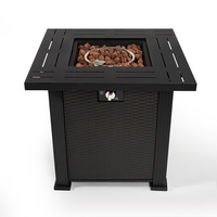 Table de foyer au propane de 28 pouces, foyer carré en acier de 50 000 BTU pour terrasse extérieure, jardin, cour - Noir
