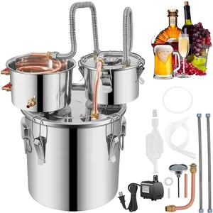 3/5/8 Gal Water Alcohol Distiller 12/19/30L Alcohol Still Copper Tube With Circulating Pump Home Mini Moonshine Still