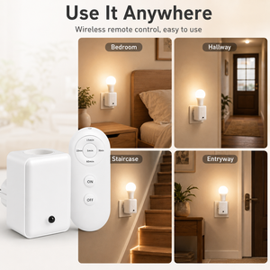 Adaptateur de douille de lampe E27 à télécommande avec minuterie à 5 niveaux, support de lampe sans fil avec interrupteur de minuterie pour chambre, couloir, escalier - Product Image 2
