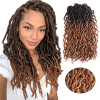 Perruque synthétique pour femme, 18 pouces, 100g, style Gypsy Faux Locs, tressée torsadée au crochet, bouclée effet papillon naturel