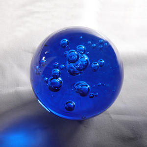 Bola esférica de burbuja de vidrio pesado, cristal azul, MH-Q0238 - Product Image 2