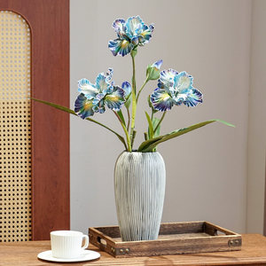 Bouquet d'iris artificiels Late Elm, fleurs artificielles à branches courtes, décoration de bureau, décoration de salon - Product Image 3