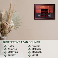 Horloge Azan Musulmane Numérique 8 Sons, Affichage de l'Heure Hégirienne et des Prières, Lecteur Coranique, Cadre avec Télécommande