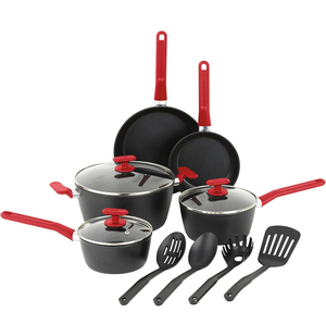 High Quality 12-Piece Aluminum Alloy Non-Stick Cooking <b>Pots</b> Glass Lids Soft Touch Handles Forged Ceramic <b>Induction</b> Cookware Set - Product Image 1