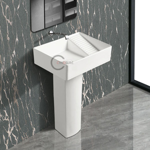 Lavabo de columna mate de diseño minimalista nórdico para proyectos de higiene de alta gama en hospitales y clínicas - Product Image 5