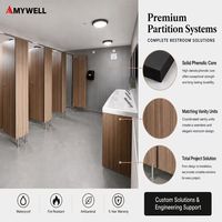 Cloison de toilettes Amywell en HPL imperméable pour toilettes publiques, résistante au feu, antibactérienne, résistante aux chocs, facile à nettoyer, garantie 5 ans