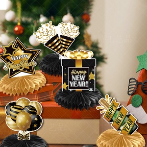 Ychon <span class=keywords><strong>bonne</strong></span> année décorations centres <span class=keywords><strong>de</strong></span> <span class=keywords><strong>table</strong></span> en nid d'abeille 2025 nouvel an fête pom boule papier décor - Product Image 3