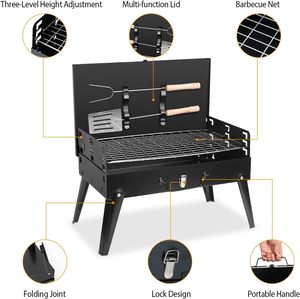 Parrilla Portátil Mini BBQ Plegable de Hierro para Carbón, Ideal para Camping, Viajes y Jardín, Ahorra Espacio - Product Image 3