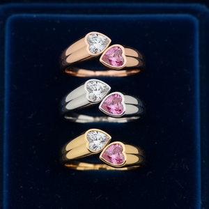 Кольцо-пинки в стиле Coquette с розовым лабораторным бриллиантом Toi Et Moi, 0.8 карата общим весом, два камня, 14-каратное розовое золото, двухцветные крапаны - Product Image 6