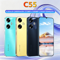 Smartphone 5G C55 6,8 pouces AMOLED 120Hz Deca Core Appareil photo 108MP 16 Go + 1 To Batterie 6000 mAh Charge rapide Double SIM Face ID GPS Android 15