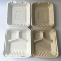 KM Wholesale Contenants de bagasse alimentaire compostables Boîte à lunch biodégradable à clapet