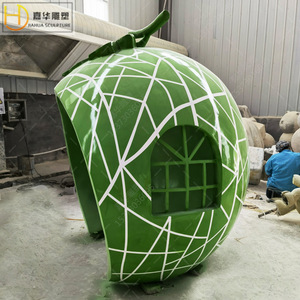 Sculpture en fibre de verre Hami Melon Pavilion, modèle de décoration artistique extérieure étanche en forme de maison de fruits - Product Image 2