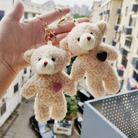 Porte-clés en peluche ours en gros, mini pendentif ours en peluche, jouet en peluche perlé, breloque pour enfants, cadeaux de maternelle et prix de machines à griffes