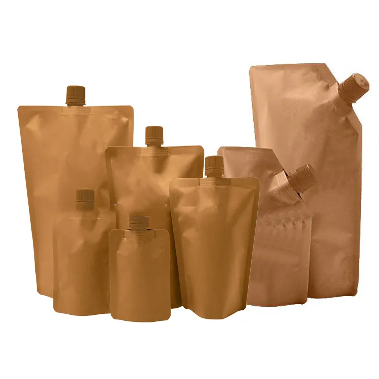 कस्टम biodegradable क्राफ्ट पेपर भोजन के लिए थैली टोंटी बैग