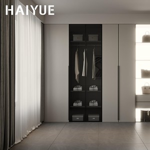 Conjunto de Vestidor Abierto con Diseño Moderno <span class=keywords><strong>y</strong></span> Acabado en <span class=keywords><strong>Madera</strong></span> Paralela HAIYUE, Vestidor Modular con Puerta de Vidrio - Product Image 6