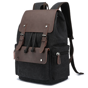Sac à dos vintage en toile de 15 pouces, plusieurs poches, sac d'ordinateur unisexe pour étudiants - Product Image 5