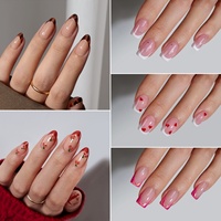 BTArtbox Uñas Postizas Acrílicas Cortas Cuadradas al por Mayor, Uñas de Gel Suave con Diseño de Logotipo Personalizado, Uñas Francesas Hechas a Mano, Uñas de Gel a Presión