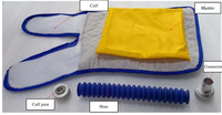Aksesoris untuk mesin EECP seperti manset bladder komputer selang kabel ECG dan kabel spo2.